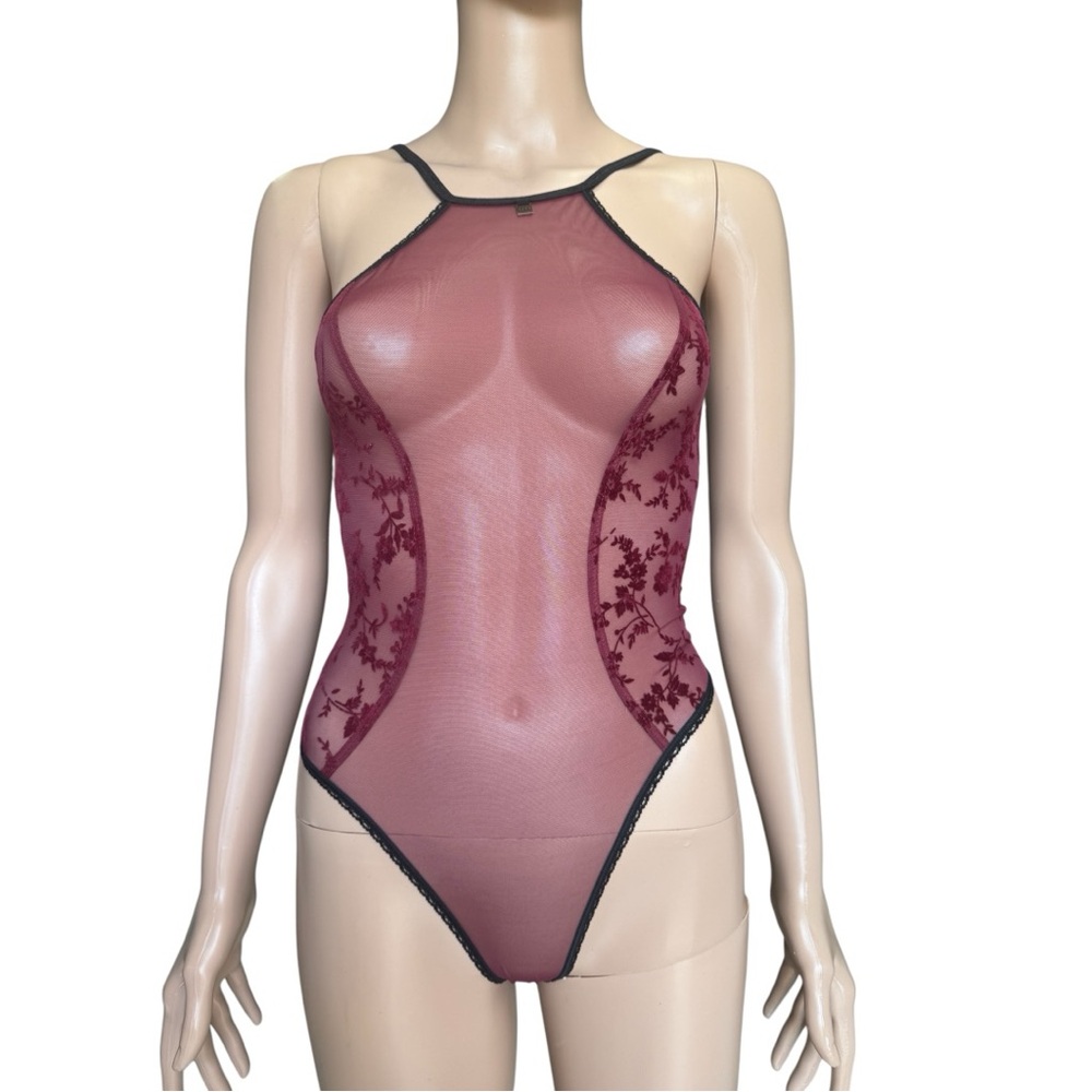 Elegant Burgundy Lace Bodysuit